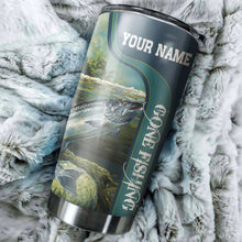Load image into Gallery viewer, Salmon Fishing Gone Fishing Tumbler Cup Customize name Personalized Fishing gift for fisherman - NQS259