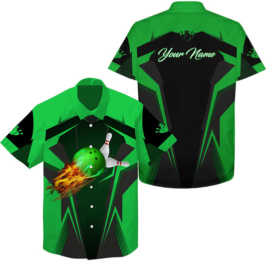 Custom Hawaiian bowling shirt for men – personalized team jersey front view