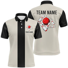 Load image into Gallery viewer, Personalized Beige and Black Retro Bowling Polo Shirts For Men custom vintage bowling team jerseys NQS7000