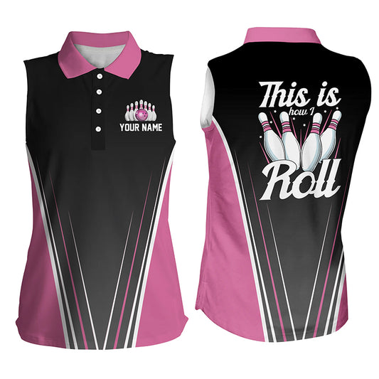 Custom sleeveless bowling shirt for women – personalized team jersey front view