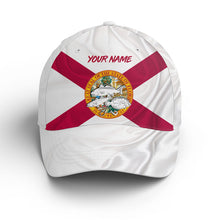 Load image into Gallery viewer, Florida Fishing 3D Florida Flag redfish, trout, flounder Custom fishing hat Fishing Baseball Angler hat NQS1768