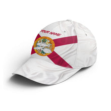 Load image into Gallery viewer, Florida Fishing 3D Florida Flag redfish, trout, flounder Custom fishing hat Fishing Baseball Angler hat NQS1768