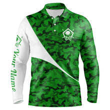 Load image into Gallery viewer, Personalized green camo golf shirt custom name Men golf polo shirts, gifts for golf lovers NQS4089