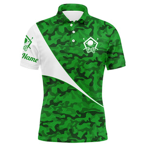 Personalized green camo golf shirt custom name Men golf polo shirts, gifts for golf lovers NQS4089