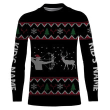 Load image into Gallery viewer, Funny Ugly Sweater pattern Bow Hunter Deer Hunting Customized name All over print Shirts, christmas shirt ideas for hunter - NQS2469