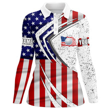 Load image into Gallery viewer, Women golf polo shirt American flag custom team golf shirts, patriot golf tops for women NQS7256