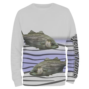 Striped Bass Fishing Customize Name 3D All Over Printed Shirts For Adult And Kid Personalized Fishing Gift NQS268