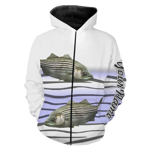 Striped Bass Fishing Customize Name 3D All Over Printed Shirts For Adult And Kid Personalized Fishing Gift NQS268