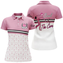 Load image into Gallery viewer, Women bowling polo shirt Custom bowl for the cure Breast Cancer Awareness Pink Ribbon bowling jersey NQS6337