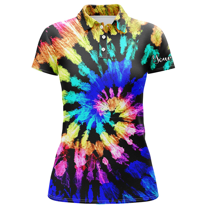 Womens golf polo shirts with tie dye pattern custom name pattern golf shirt for women, golf tops NQS4662