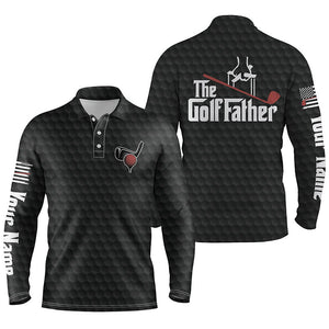 Black golf ball pattern Mens golf polos shirts custom name The golf father, best golf gifts for men NQS4519