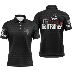 Black golf ball pattern Mens golf polos shirts custom name The golf father, best golf gifts for men NQS4519