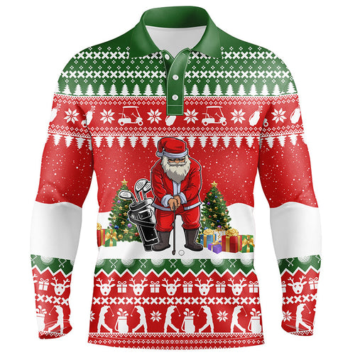 Funny ugly Christmas Mens golf polo shirts, Santa golfer christmas golf tops for men Xmas golf gifts NQS6834