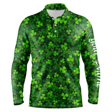 Load image into Gallery viewer, Mens golf polo shirts Green clover St Patrick&#39;s Day pattern golf shirts custom team golf polo NQS4727