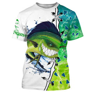 Angry Mahi mahi fishing Custom long sleeve Fishing Shirts for men, women, funny Dorado Fishing jerseys NQS4125