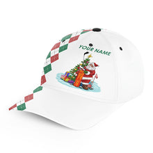 Load image into Gallery viewer, Funny Santa golfer hat custom name Christmas plaid argyle golf ball pattern, Christmas golf gifts NQS6841