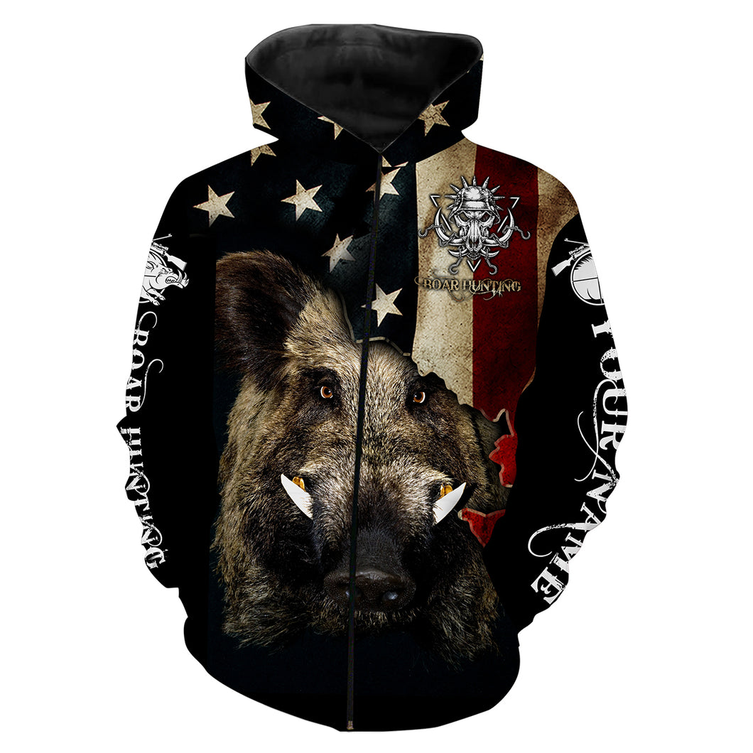 Boar hunting camo American flag patriotic Customize Name 3D All Over Printed Shirts NQS1436