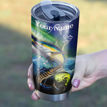 Load image into Gallery viewer, Mahi-mahi, Wahoo, Tuna saltwater fishing tumbler Customize name Stainless Steel Tumbler Cup, Fishing gift for Fishing lovers - NQS2105