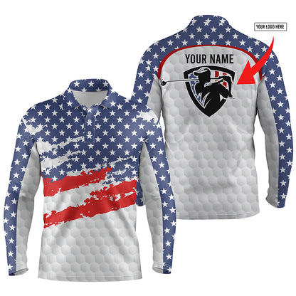 American flag men golf polo shirts custom name and logo, personalized team golf Polo shirt NQS3759