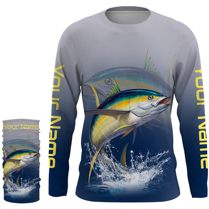 Tuna saltwater fishing personalized custom name performance long sleeve fishing shirts uv protection NQS3765