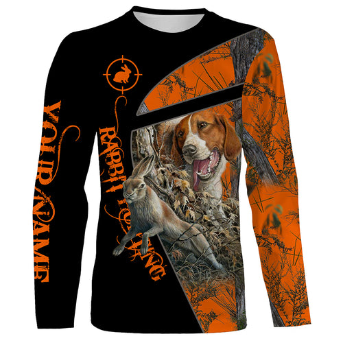 Rabbit hunting with Beagle custom name 3D All over print Shirts, face shield - Personalized hunting gifts NQS2372