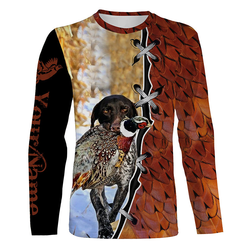 Pheasant hunting with GSP German Shorthaired Pointer Custom 3D All over print Shirts, hunting gifts NQS4139