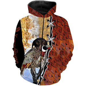 Pheasant hunting with GSP German Shorthaired Pointer Custom 3D All over print Shirts, hunting gifts NQS4139