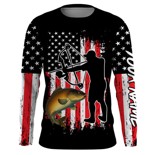 Carp hunter bow fishing American flag patriotic Custom Name fishing jersey NQS2969