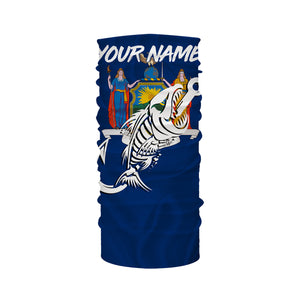 NY Fishing Custom New York Flag Fish hook skull Custom sun protection fishing shirts for men, women NQS3322