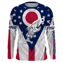 Load image into Gallery viewer, OH Fishing Custom Ohio Flag Fish hook skull Custom sun protection fishing shirts for men, women NQS3323