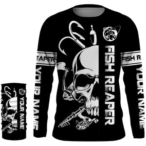 Fish reaper fishing black and white Custom sun protection fishing jersey Shirts, fishing gift NQS3500