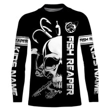 Load image into Gallery viewer, Fish reaper fishing black and white Custom sun protection fishing jersey Shirts, fishing gift NQS3500