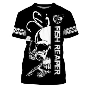 Fish reaper fishing black and white Custom sun protection fishing jersey Shirts, fishing gift NQS3500