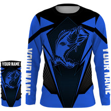 Load image into Gallery viewer, Personalized Bass Fishing tattoo jerseys, Bass Fishing Long Sleeve Fishing tournament shirts | blue - NQS3624