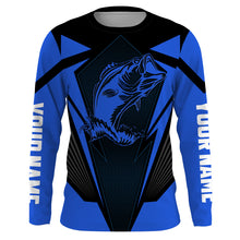 Load image into Gallery viewer, Personalized Bass Fishing tattoo jerseys, Bass Fishing Long Sleeve Fishing tournament shirts | blue - NQS3624