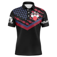 Load image into Gallery viewer, Personalized Men Bowling Polo Shirt custom name Vintage Bowling Ball pins American Flag, bowl gifts NQS4583