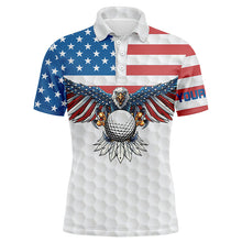 Load image into Gallery viewer, American flag eagle golf ball custom name Mens golf polos shirts patriot golf gifts NQS4582