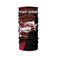 Load image into Gallery viewer, Catfish Fishing tattoo red camo lightning black Custom name performance long sleeve fishing shirts NQS5292