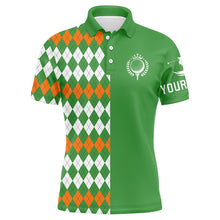 Load image into Gallery viewer, Golf polo shirts for Men custom St Patricks day green Argyle plaid pattern golf shirt, golfing gifts NQS4761