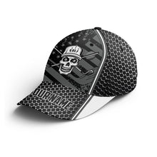 Load image into Gallery viewer, Skull black American flag golf sun hats for men, custom name hats Unisex Baseball hats NQS3330