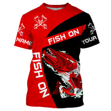 Load image into Gallery viewer, Northern Pike fishing Canadian flag Custom sun protection Long sleeve Fishing Shirt, Pike Fishing Gift NQS4594