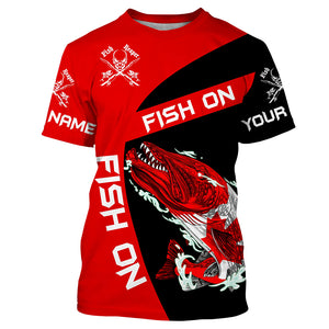 Northern Pike fishing Canadian flag Custom sun protection Long sleeve Fishing Shirt, Pike Fishing Gift NQS4594