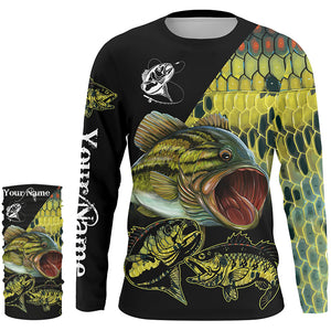 Largemouth Bass Fishing Scale Customize Name All Over Printed Shirts Personalized Fishing Gift NQS230