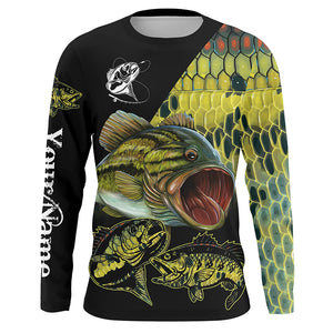 Largemouth Bass Fishing Scale Customize Name All Over Printed Shirts Personalized Fishing Gift NQS230