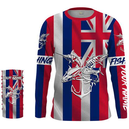 HI Fishing Grand slam custom fishing shirt Hawaiian Flag marlin, tuna, mahi mahi, wahoo NQS1481
