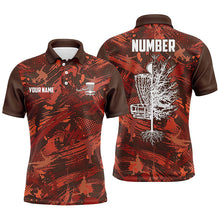 Load image into Gallery viewer, Mens Disc golf polo shirts custom red camo Disc Golf Basket Tree jerseys, disco golf outfit NQS6685