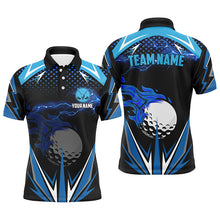 Load image into Gallery viewer, Black Mens golf polo shirts custom blue lightning team golf jerseys, golf attire for men NQS6688