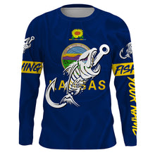 Load image into Gallery viewer, KS Fishing Custom Kansas Flag Fish hook skull Custom sun protection fishing shirts for men, women NQS3349