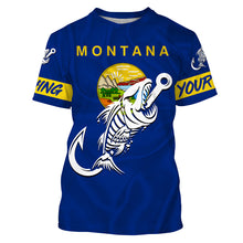 Load image into Gallery viewer, MT Fishing Custom Montana Flag Fish hook skull Custom sun protection fishing shirts for men, women NQS3351