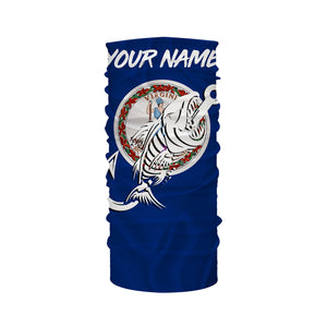 VA Fishing Custom Virginia Flag Fish hook skull Custom sun protection fishing shirts for men, women NQS3353